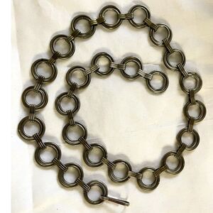 Vintage Circle Disk Chain Belt Metal Link Silver 38" long Chunky Bohemian Boho